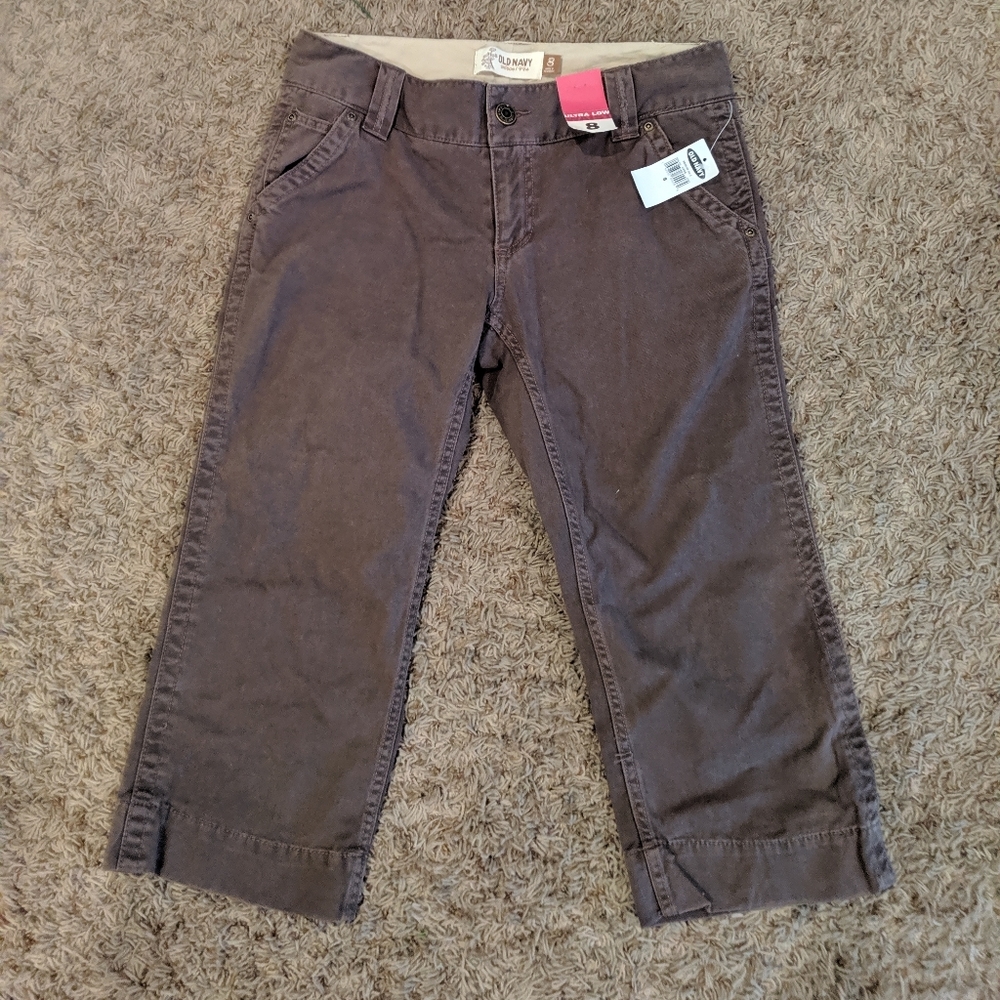 Old Navy Ultra Low Wide-Leg Capris Shorts Brown 8